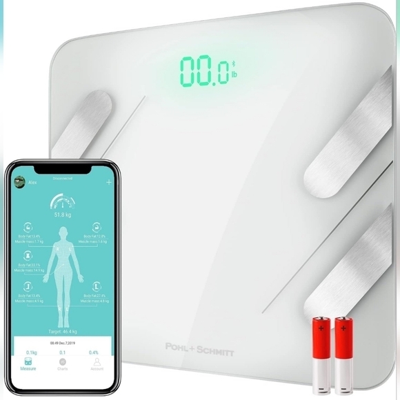 Pohl Schmitt Body Fat Bathroom Smart Digital Scale Tracks 13 Key Compositions - Picture 1 of 7